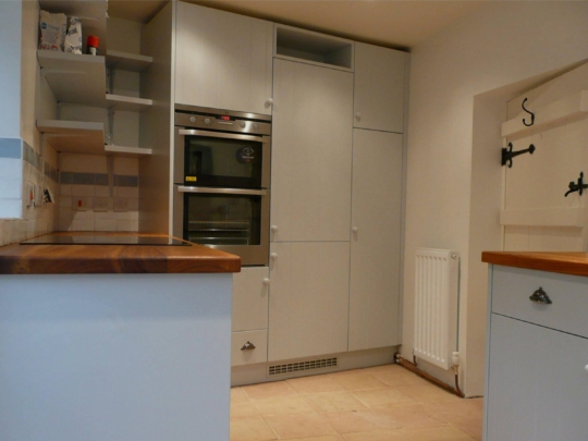 Painted kitchen with iroko worktops