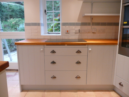 Painted kitchen with iroko worktops