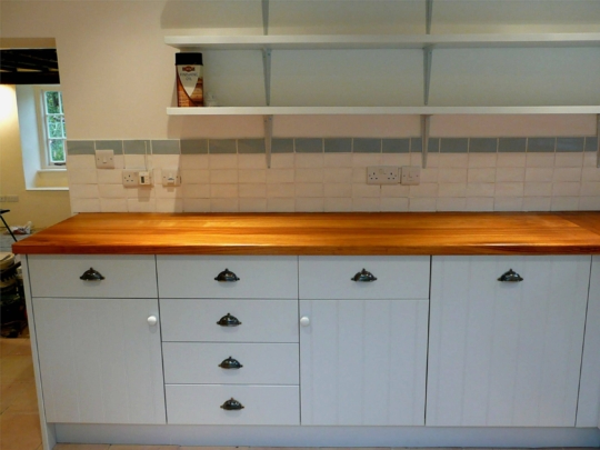 Painted kitchen with iroko worktops