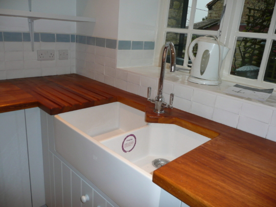 Painted kitchen with iroko worktops