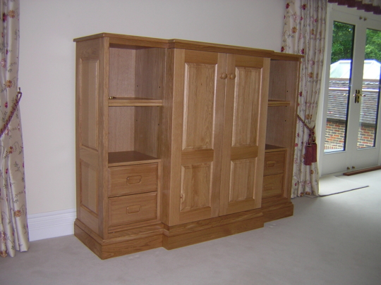 Oak bedroom media cabinet