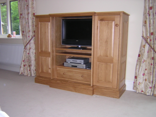 Oak bedroom media cabinet