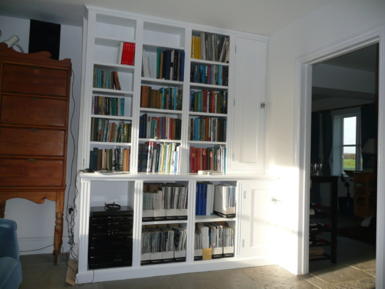 Painted bookcase and cupboards