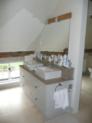 Painted tulipwood double vanity unit