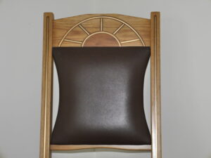 Oak, walnut, brass and leather hall chair