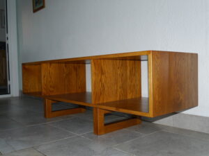 Stained oak media unit