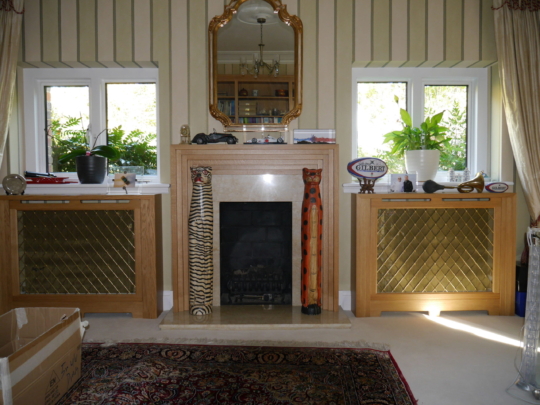 Oak radiator covers and fire surround