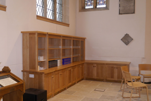 Oak display shelves/storage for a large Wiltshire church