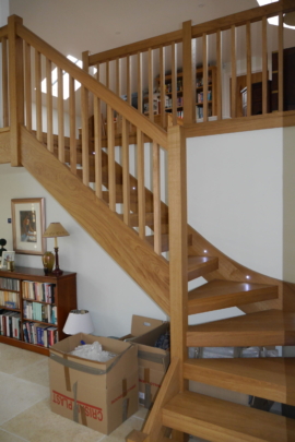 Oak staircase and balustrade