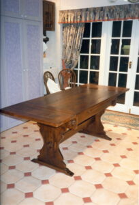 Dark oak extending leaf refectory table