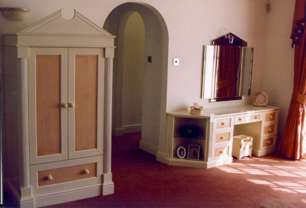 Painted wardrobe and dressing table