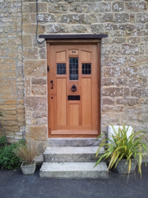Oak front door made to customer's own design